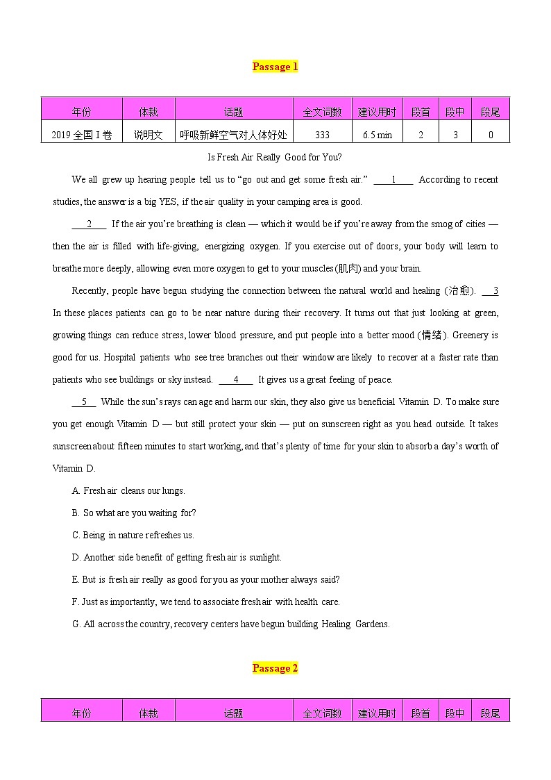 专题10 七选五之五年高考真题+思维导图 (2019+2014题组)--2022年高考英语第二轮复习小题狂练 原卷版第3页