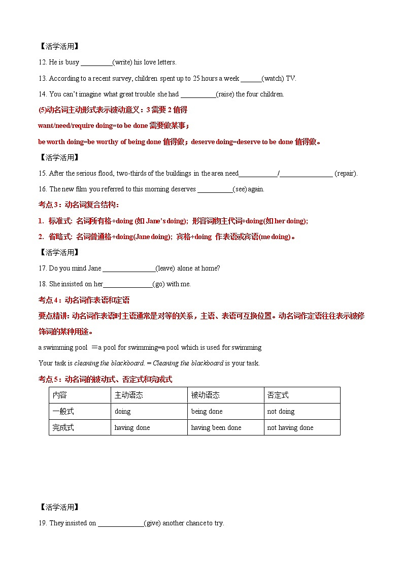 第2讲  动名词（教师版）-2022年高考英语二轮复习高频考点非谓语动词巧学巧练（通用版）第3页