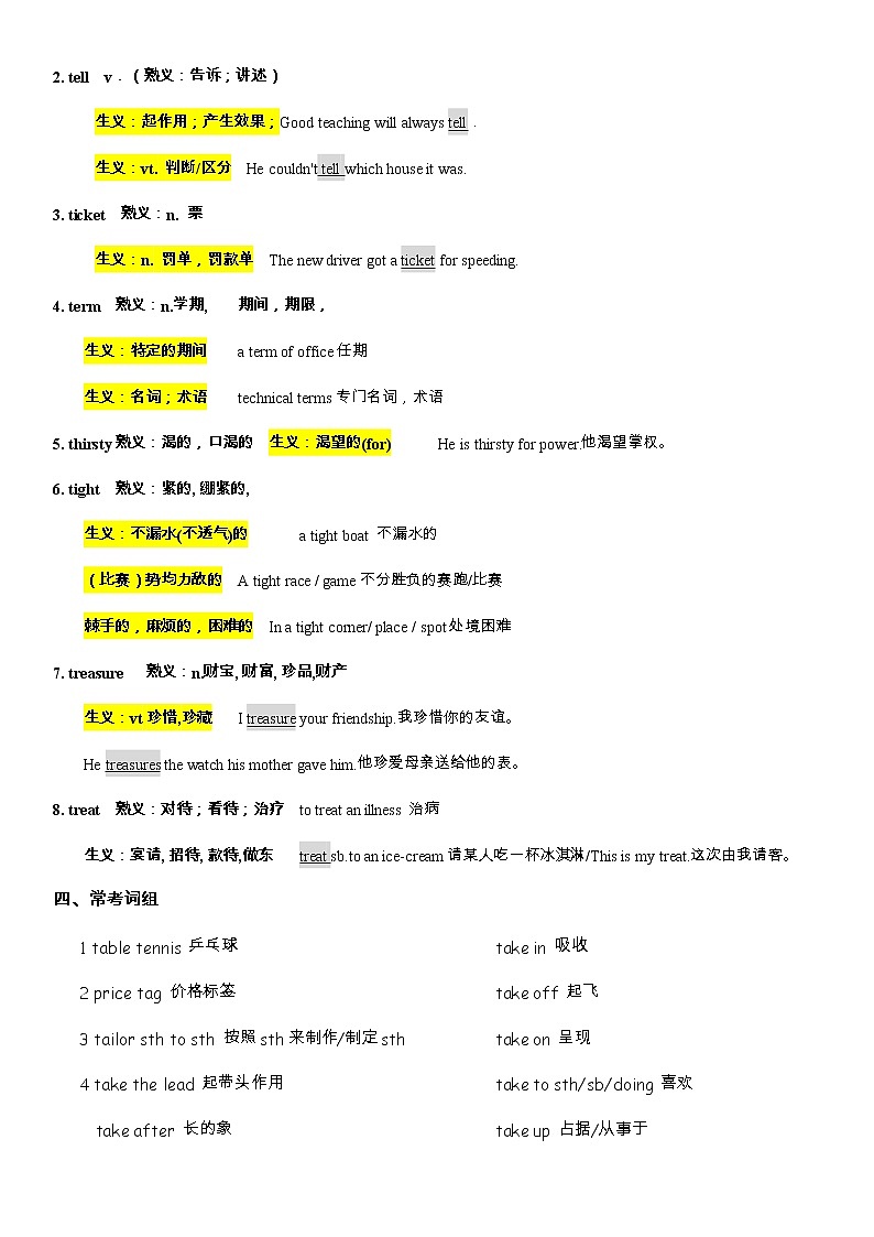 备战高考-词汇基础-T-单词、词组、熟词生义、动词不规则变化、常见难词第2页