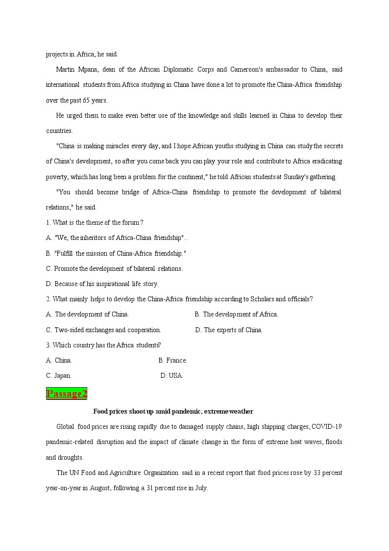 时文热点04--2022年高考英语时文热点之原创特训组合练（阅读理解 语法填空）第2页