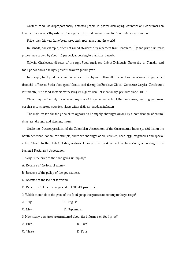 时文热点04--2022年高考英语时文热点之原创特训组合练（阅读理解 语法填空）第3页