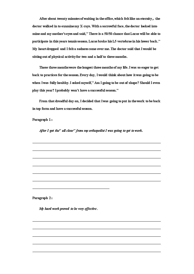 主题1：个人介绍类精选20篇-备战2022届新高考英语读后续写主题分类专项训练03