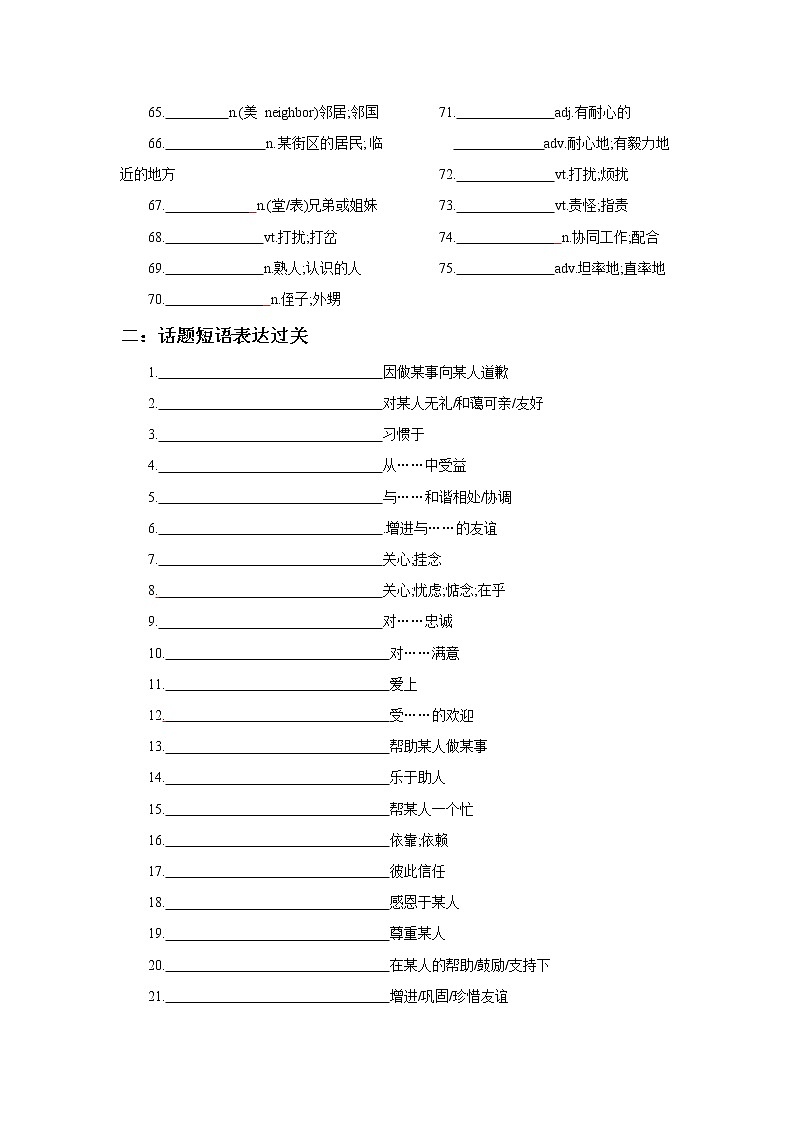 专题06 人际交往 -备战2022高考英语话题通关精准练（词汇+阅读+写作）（学生版）第3页