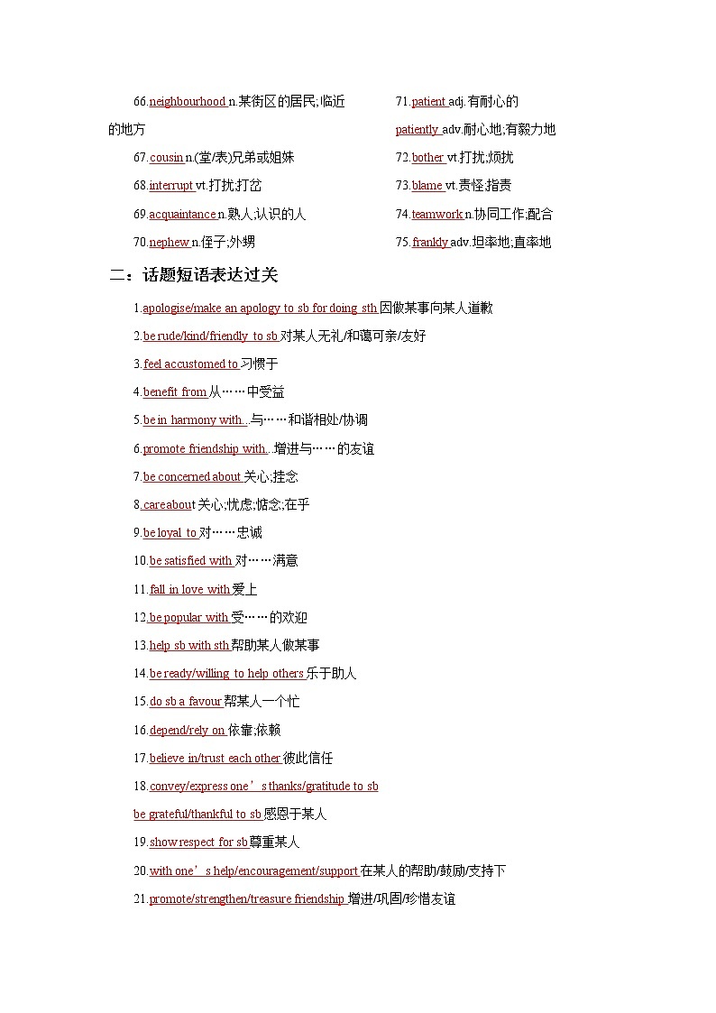 专题06 人际交往 -备战2022高考英语话题通关精准练（词汇+阅读+写作）（教师版）第3页