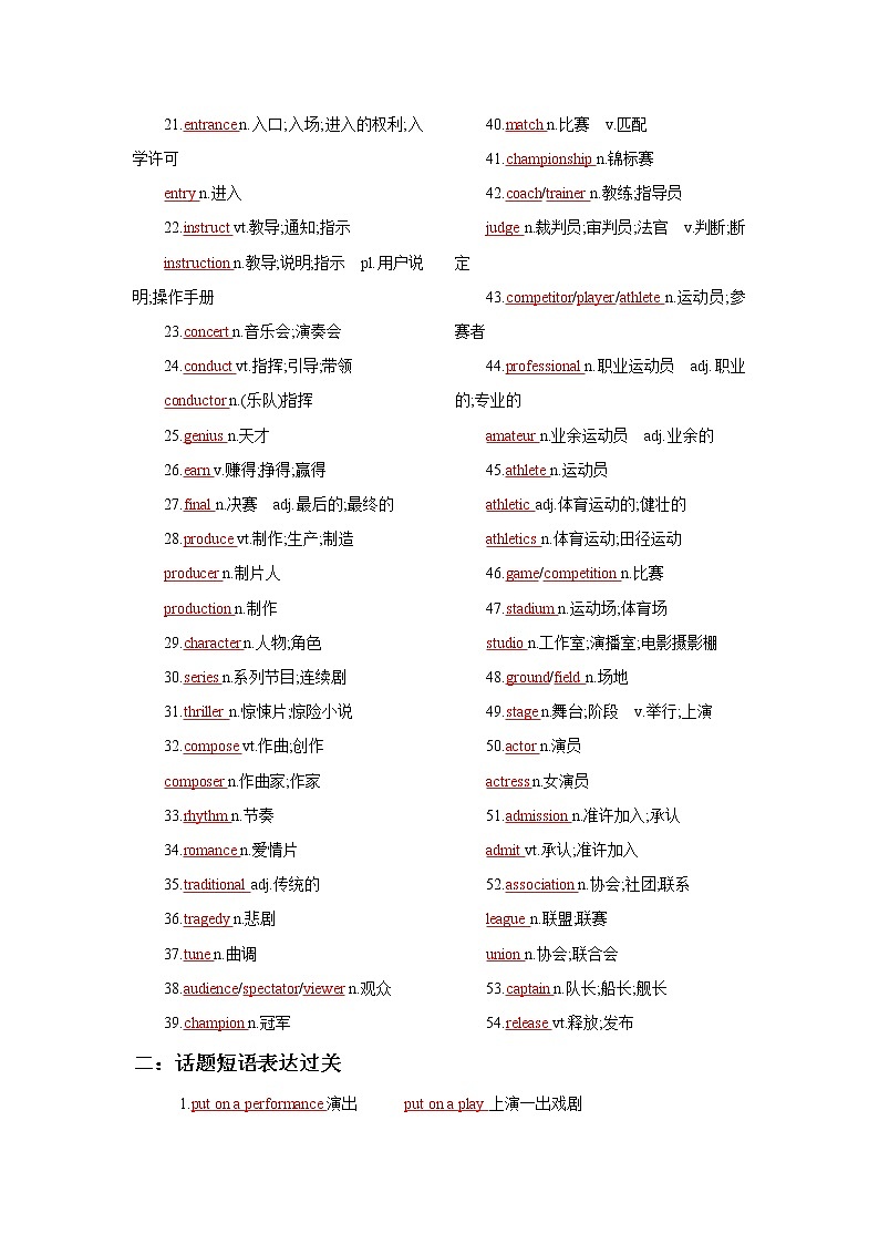 专题09 体育娱乐—备战2022高考英语话题通关精准练（词汇+阅读+写作）02