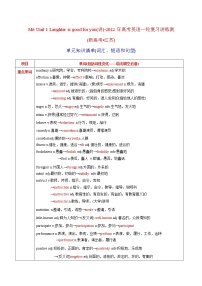 M6 Unit 1 Laughter is good for you(讲)(学案和教案)-2022年高考英语一轮复习讲练测(新高考•江苏)