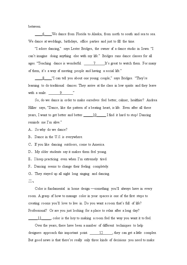 北京高考英语阅读题七选五（附解析）02