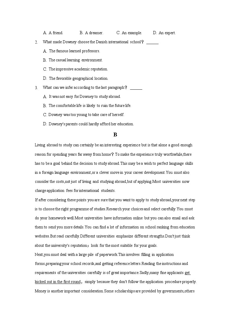 2022河北省宣化一中高二上学期期初考试英语试题含答案第2页