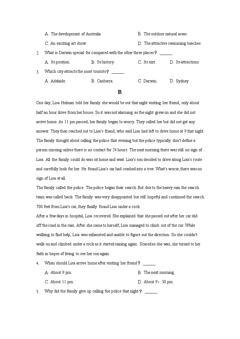 2022安庆示范高中高二上学期8月测试英语试题含答案第2页