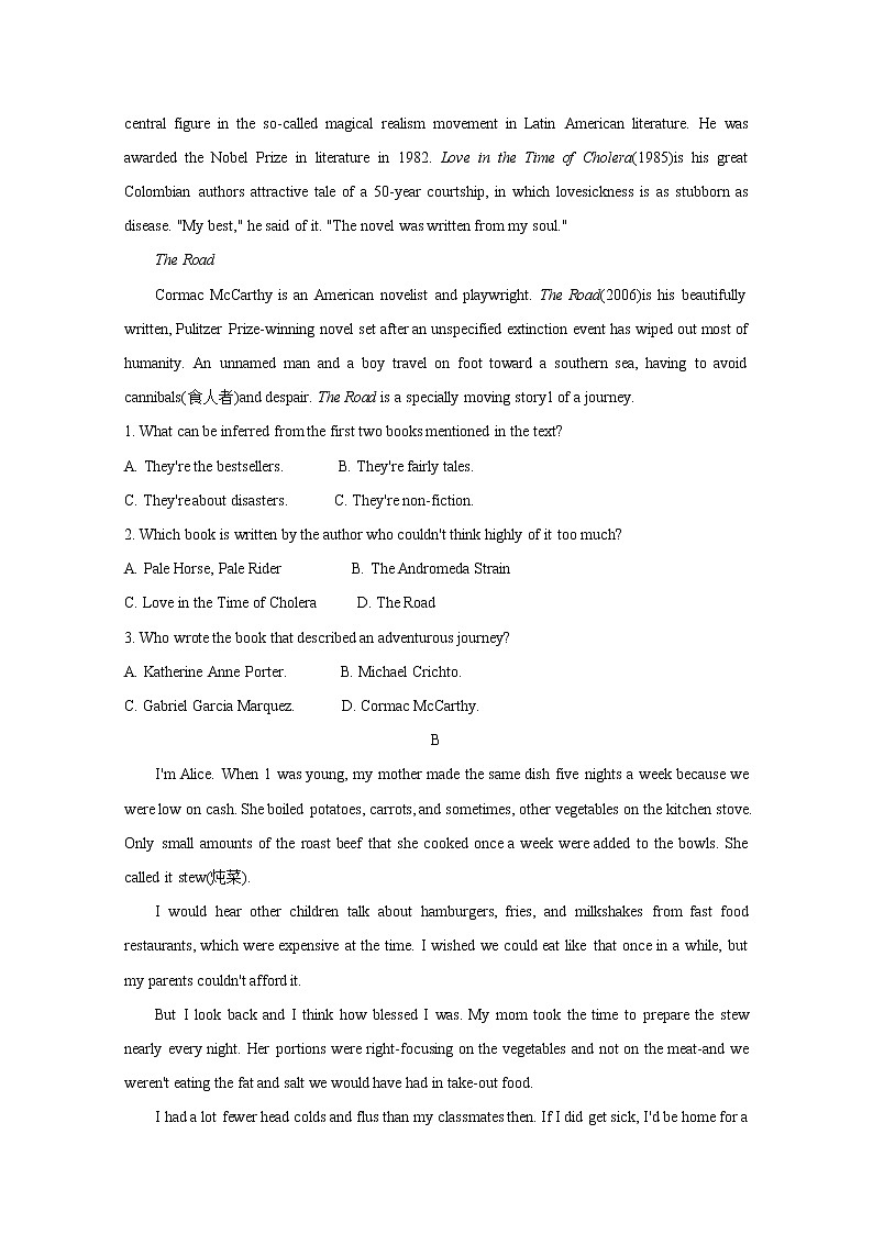 2021河南省“顶尖计划”高二下学期期末联考英语含答案第2页