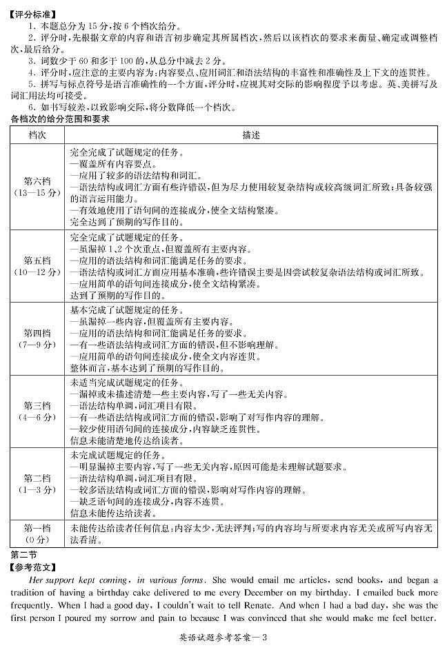 2020-2021学年2学期高二期末联考英语答案第3页