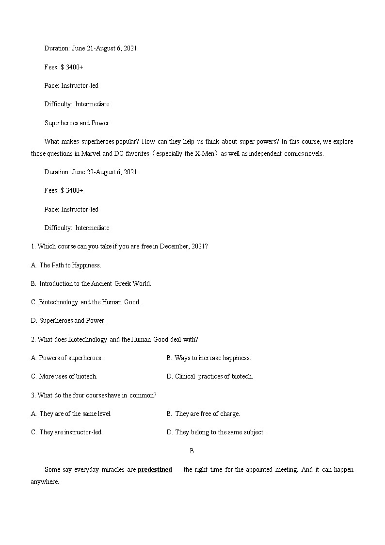 2021-2022学年广东省汕头市金山中学高二上学期期末考试英语试题含答案02