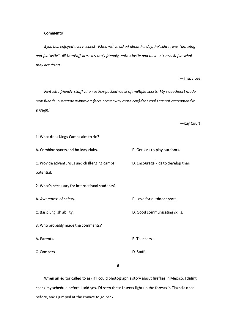 2021-2022学年山西省长治市上党区第一中学校高二上学期9月月考英语试题含答案02