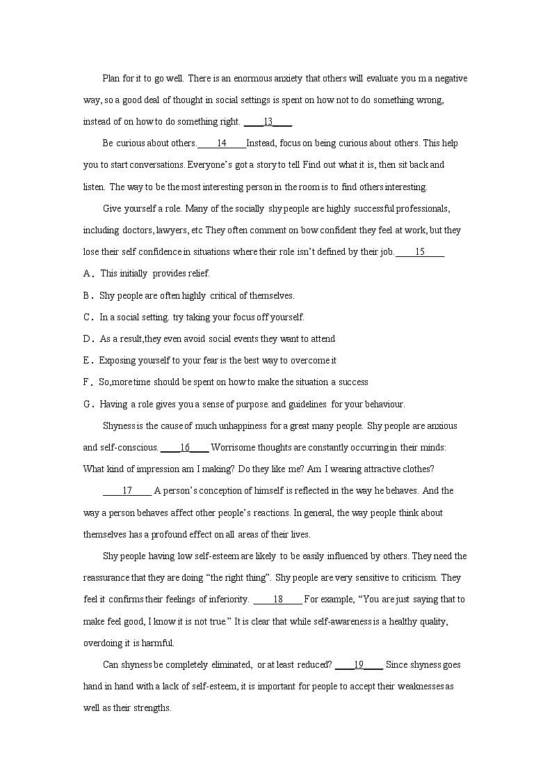 高考英语阅读训练七选五（附解析）第3页