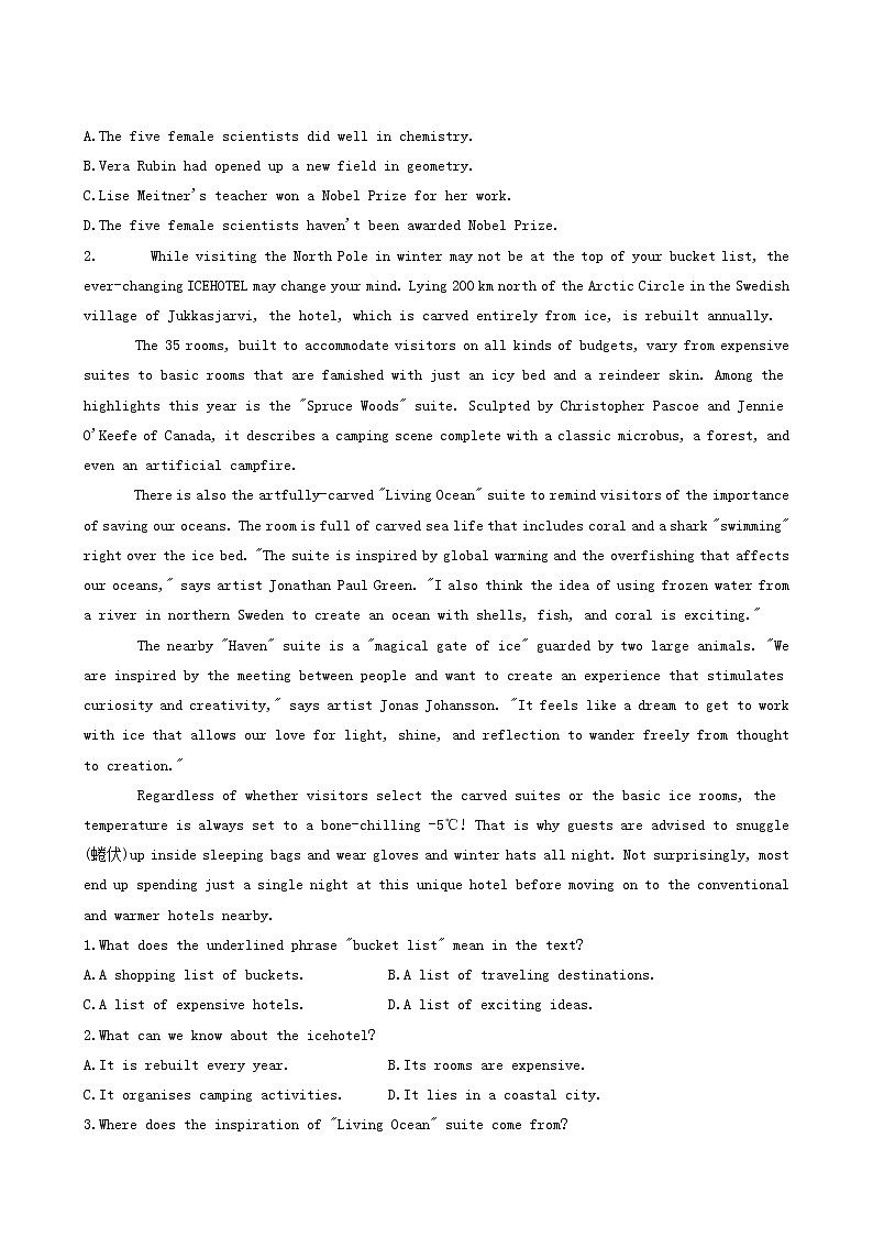 人教版高中英语选择性必修第一册Unit 1 People of Achievement单元测试a卷基础夯实含答案02