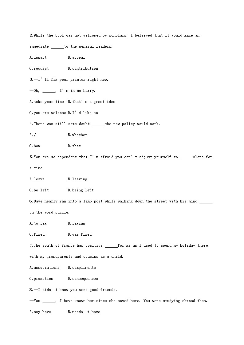 福建专版2022年新教材高考英语一轮复习考点规范练23HistoryandTraditions历史与传统含解析新人教版第3页