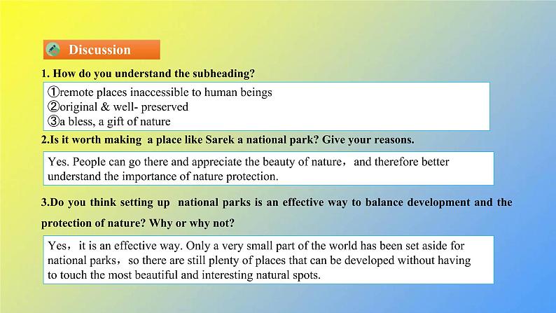 新人教版高中英语选择性必修第一册UNIT3FASCINATINGPARKSReadingandThinking课件08