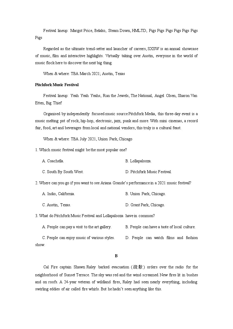 2022届四川省成都市石室中学高三下学期4月周考英语试题（4.12）含答案第2页