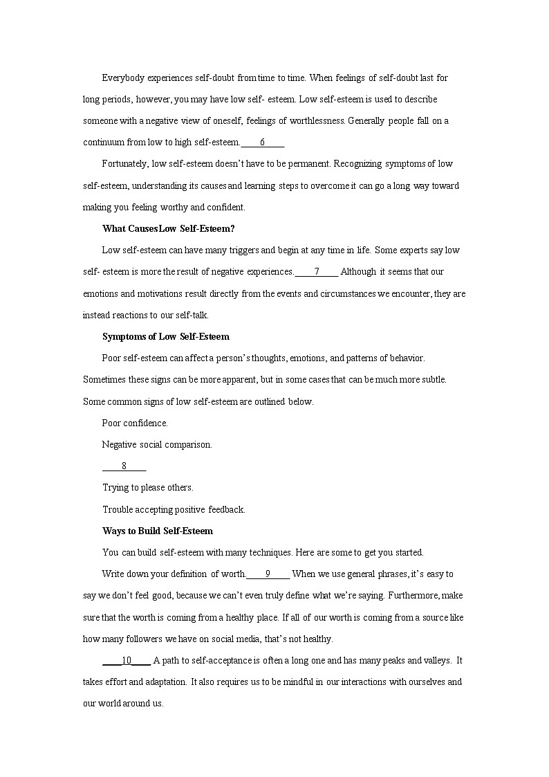 山东高考英语阅读七选五专项模拟训练第2页