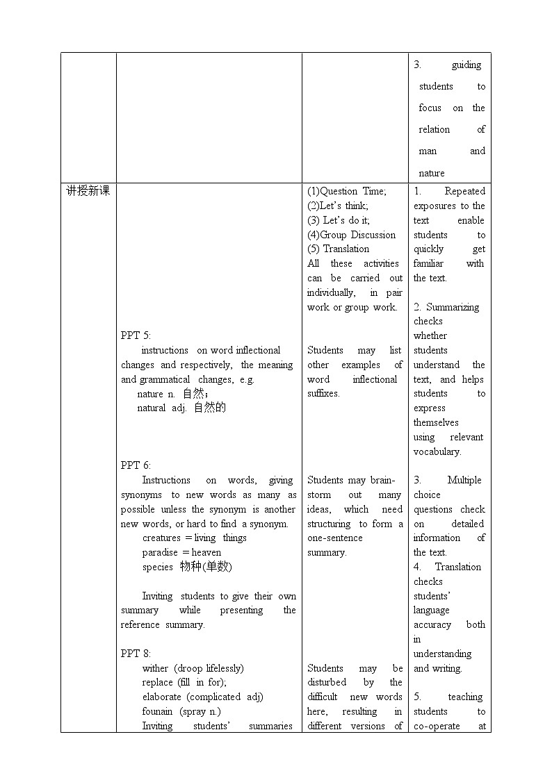 上外版2020高中英语必修二Unit 1 nature Period 1 Reading A教案02