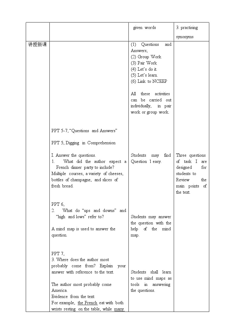 上外版2020高中英语必修二Unit 3 food Period 2  Digging in 教案02
