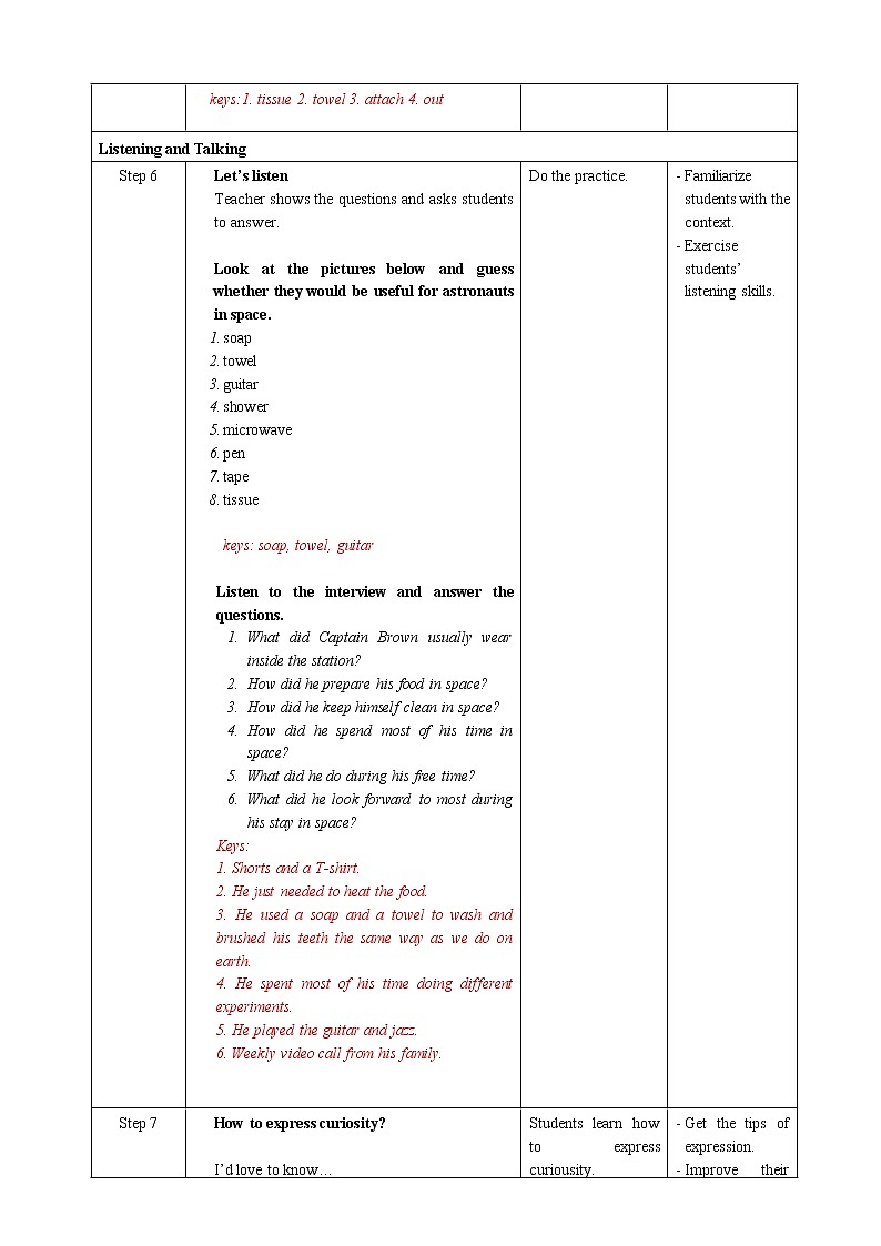 人教版新课标高中英语必修三Unit 4 Period 5 Listening and Talking&Assessing Your Progress&Project教案03