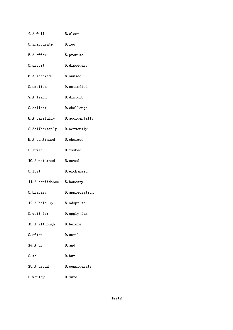 2022年高考英语二轮复习专题三完形填空文体分类练二__记叙文含解析02