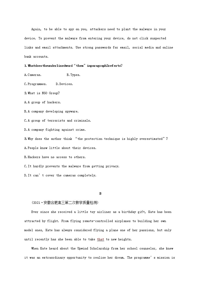 2022年高考英语二轮复习专题一阅读理解考点分类练十一词句猜测题__代词指代类含解析第2页
