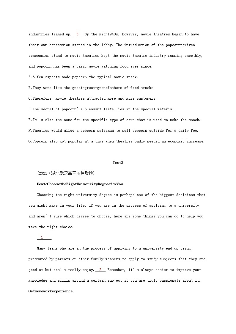 2022年高考英语二轮复习专题二七选五题型针对练三__段中句类含解析第3页