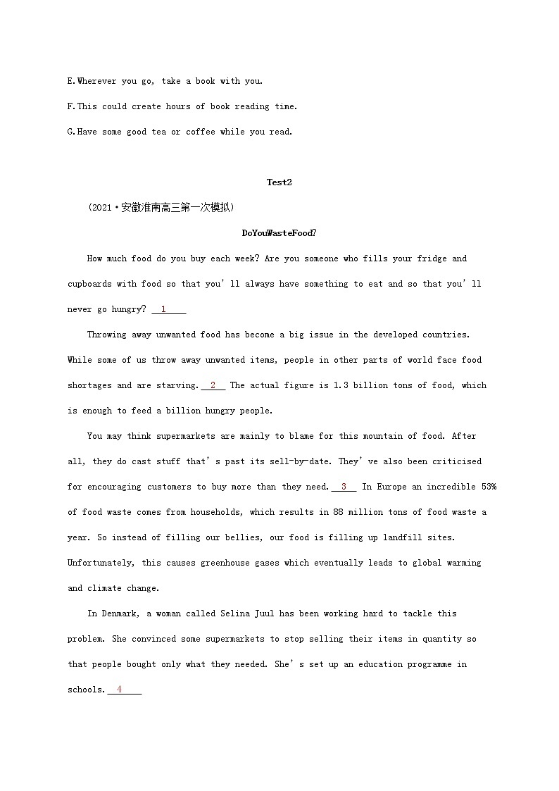 2022年高考英语二轮复习专题二七选五题型针对练四__段尾句类含解析第2页