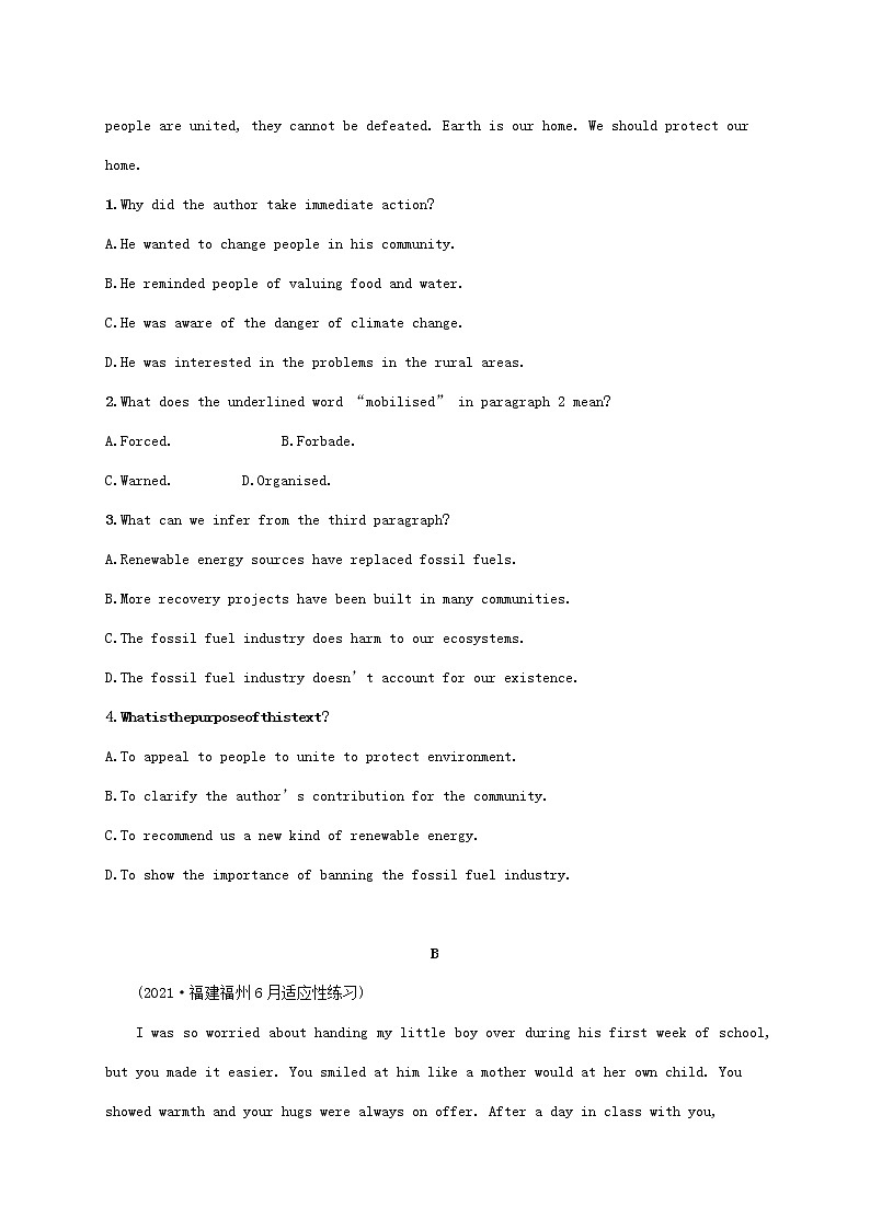 2022年高考英语二轮复习专题一阅读理解考点分类练三推理判断题__写作意图类含解析02