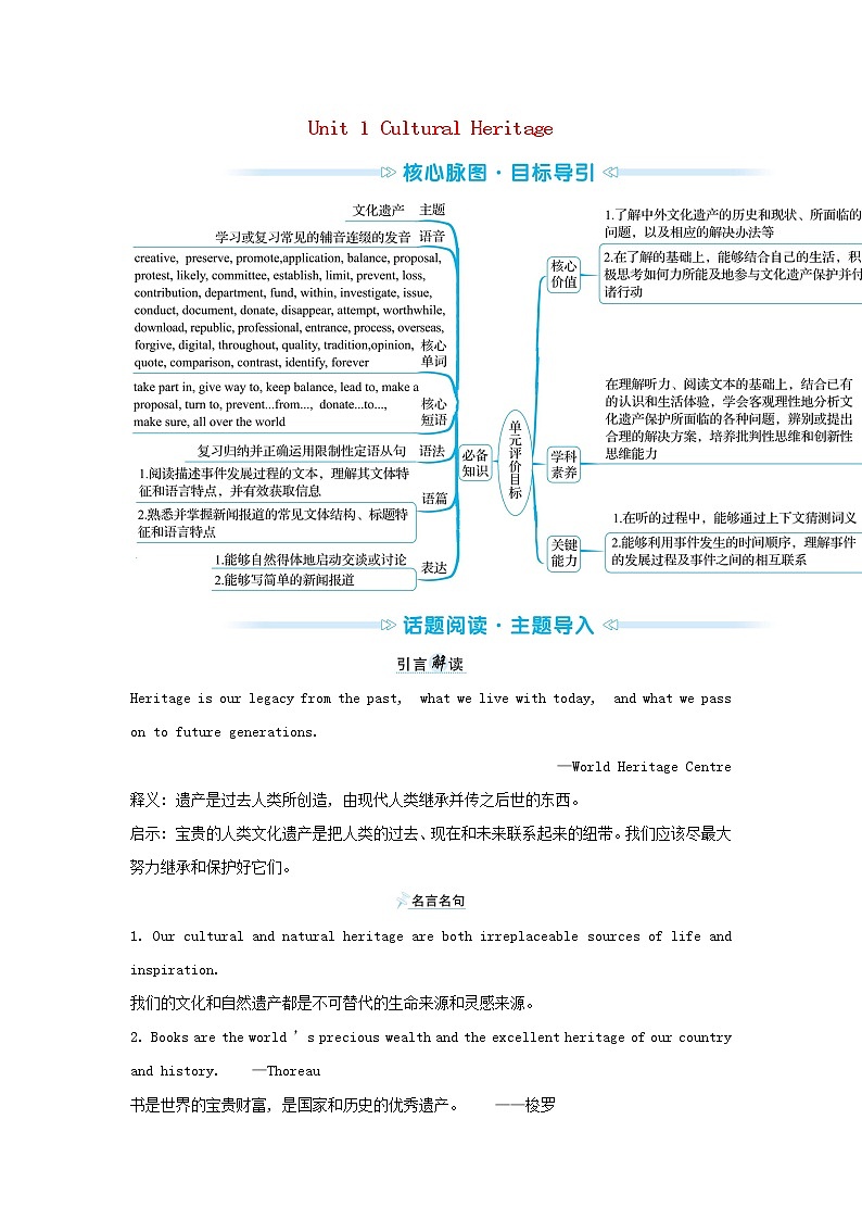 2021_2022新教材高中英语Unit1CulturalHeritage学案新人教版必修第二册01