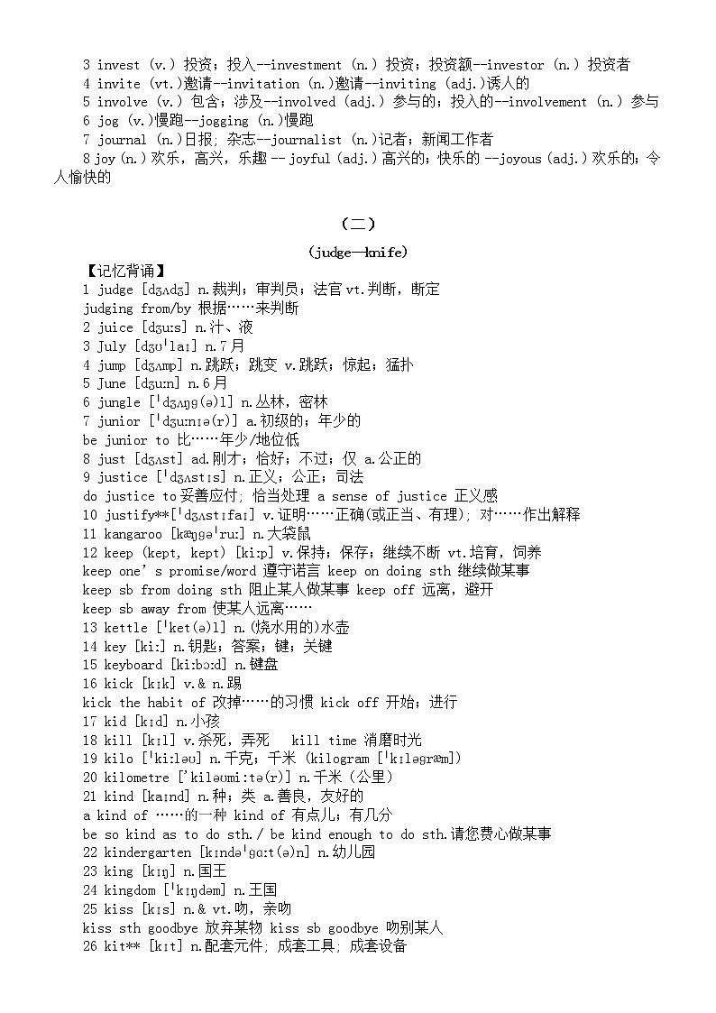 高中英语高考词汇记忆背诵和词性转换汇总（十六）（共三组）第2页