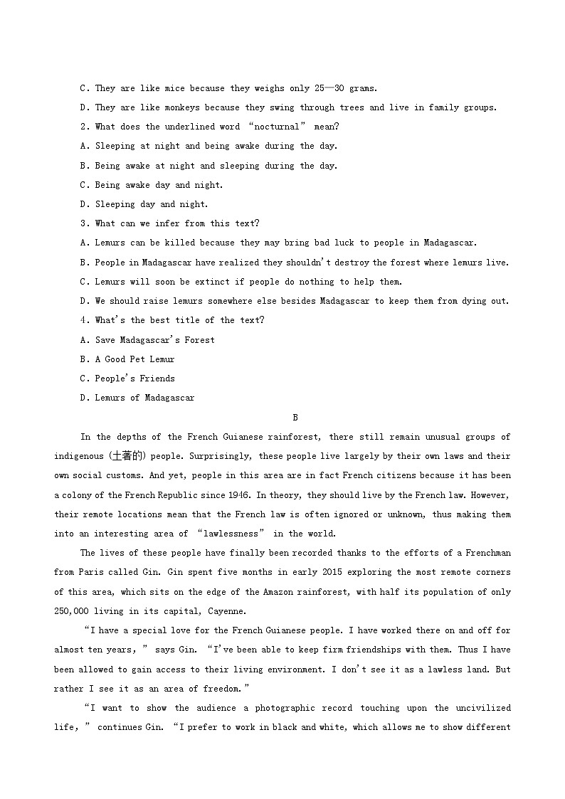 北师大版高中英语必修第二册unit5 humans and nature part1 topictalk课时作业含答案第3页