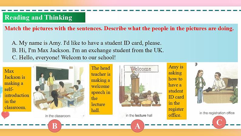 Welcome Unit Period 2 Reading and thinking（课件）-2020-2021学年上学期高一英语同步精品课堂（人教版新教材必修第一册）(共29张PPT)04