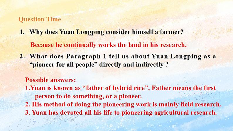 人教版 2019 高中选择性必修1英语 Unit5 Working the land Period 1 Reading and Thinking 课件第7页
