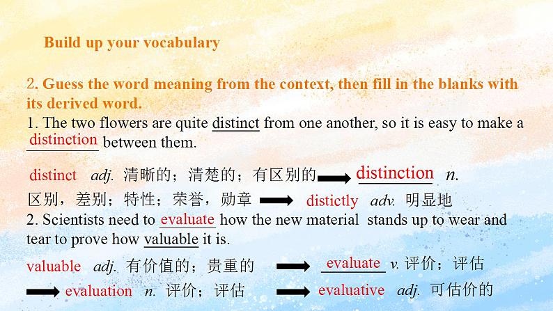 人教版 2019 高中选择性必修1英语 Unit1 People of achievement Period 2 Build up your vocabulary 课件第8页