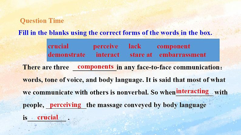 人教版 2019 高中选择性必修1英语 Unit4 Body language Period 6 Assessing your progress&project 课件+教案04