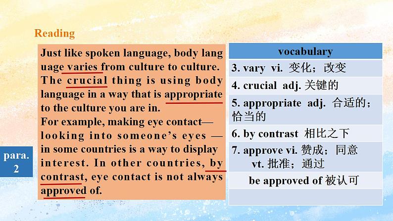 人教版 2019 高中选择性必修1英语 Unit4 Body language Period 1 Reading and Thinking 课件第8页