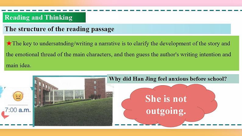 Welcome Unit Period 2 Reading and thinking（课件）高一英语（人教版新教材必修第一册）(共29张PPT)07