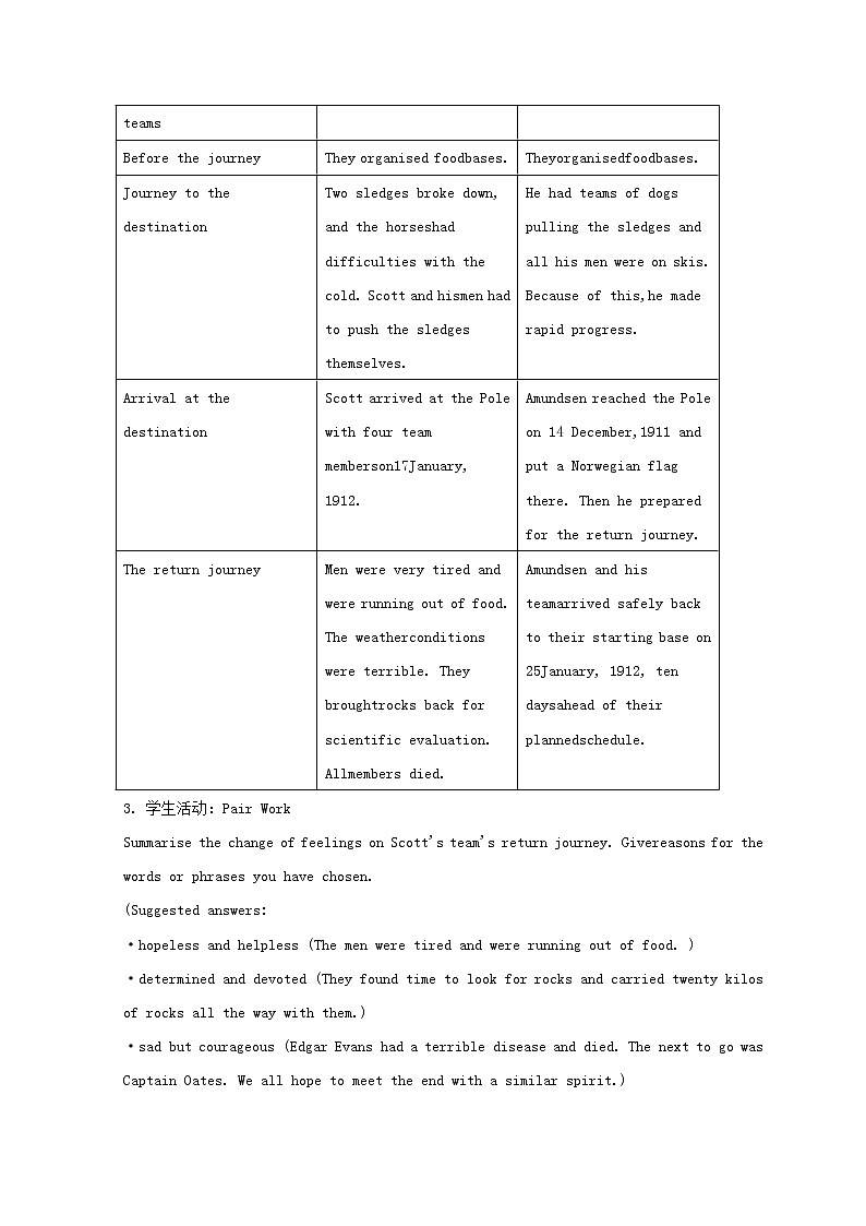 2022秋新教材高中英语Unit5HumansandNatureLesson3Racetothepole教案北师大版必修第二册02