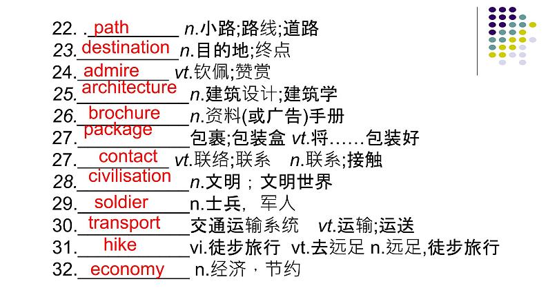 Unit 2 travelling around单词识记课件 【新教材】人教版（2019）英语高一上册必修第一册(共26张PPT)第5页