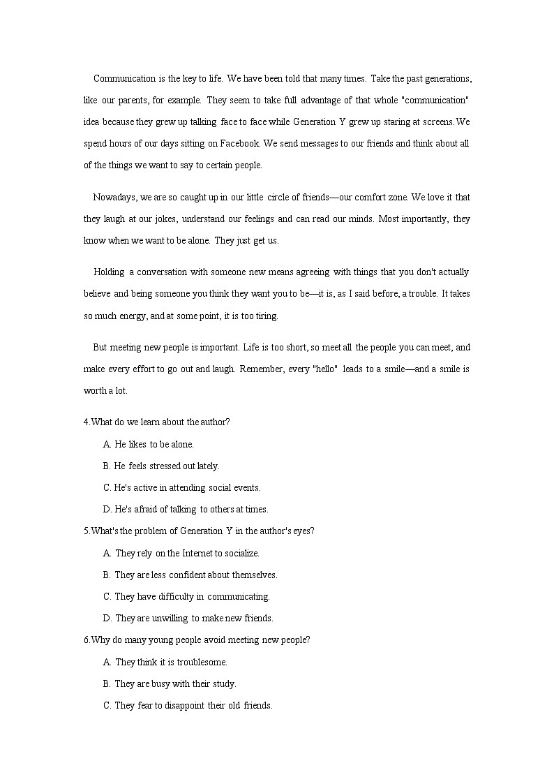 高中英语必修三  Unit 5 The Value of Money（A卷基础卷）（原卷版）03