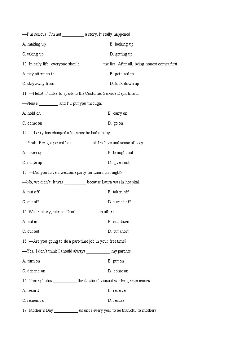 专题05 动词和动词短语专项练习（原卷）第2页