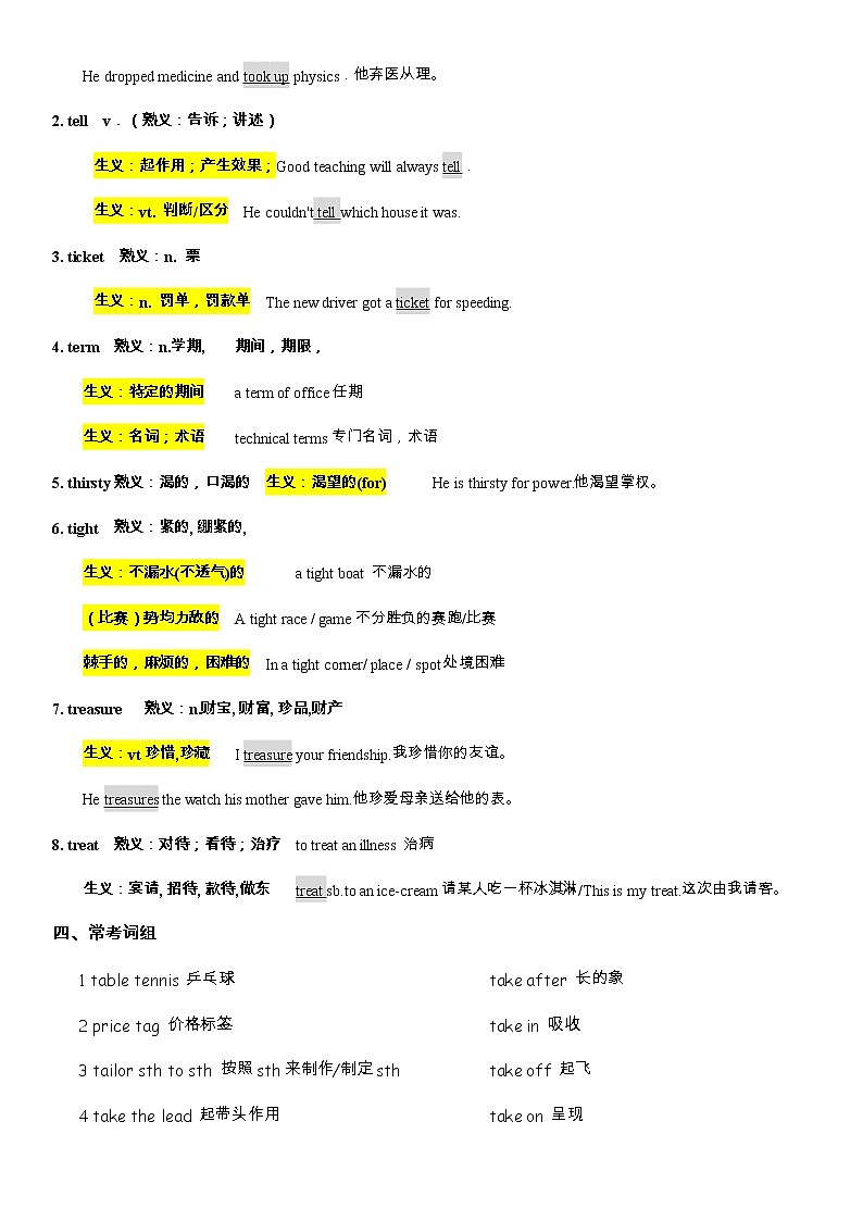 备战高考-词汇基础-T-单词、词组、熟词生义、动词不规则变化、常见难词第2页