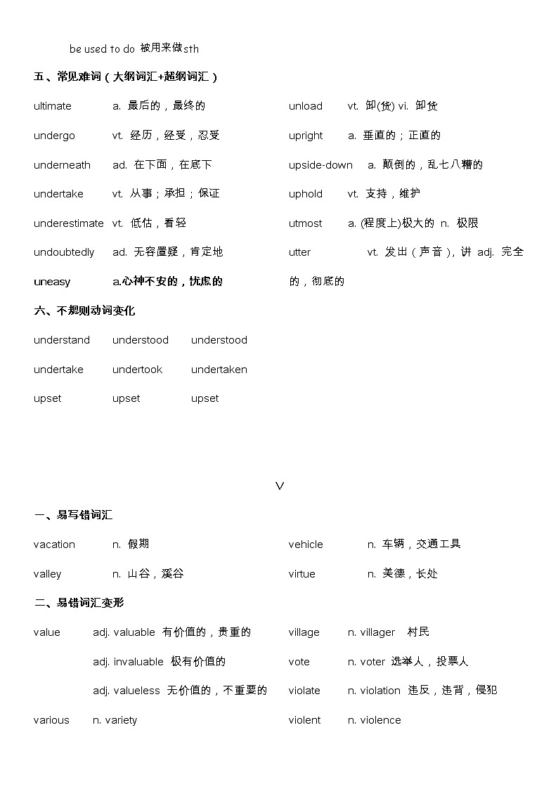 备战高考-词汇基础-UV-单词、词组、熟词生义、动词不规则变化-常见难词第2页