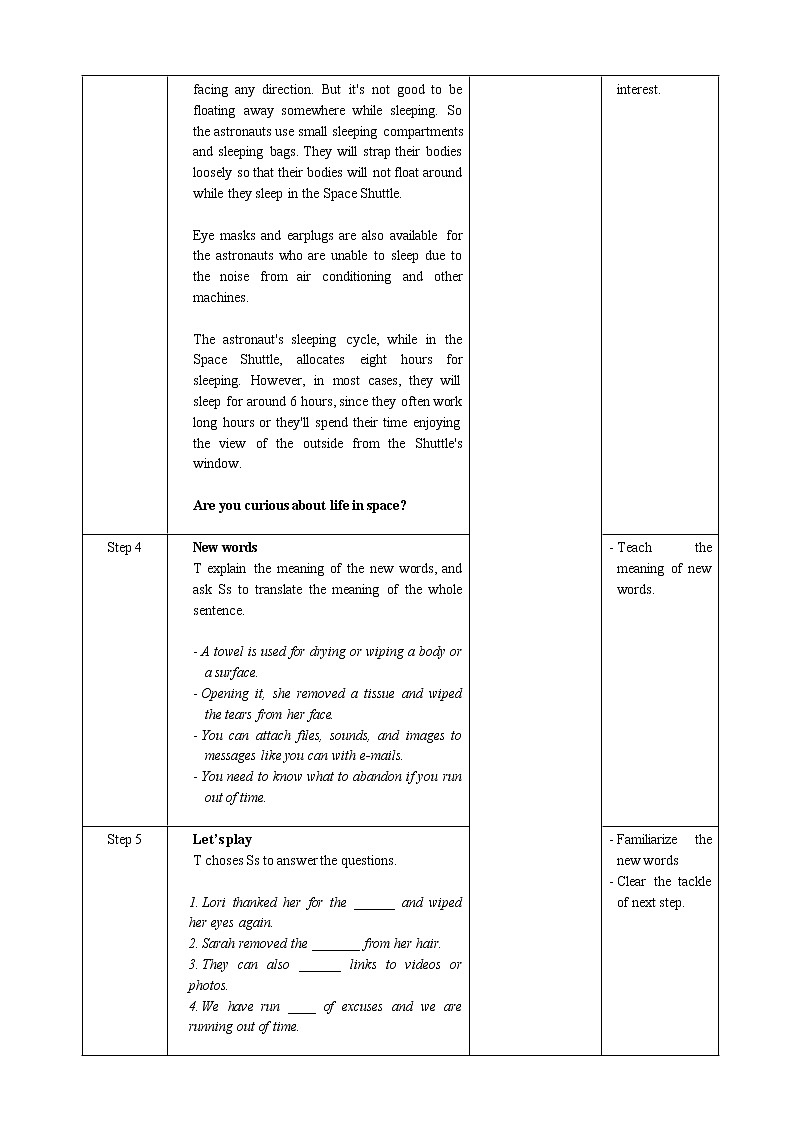 高中英语必修三  Unit 4 Period 5 Listening and Talking&Assessing Your教案02