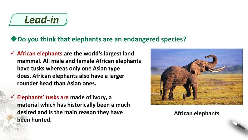 高中英语必修二 Wildlife protection unit Period 1 Listening and Speaking课件03