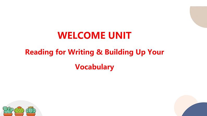 人教版高中英语必修第一册 Welcome Unit  Reading for Writing & Building Up Your Vocabulary  课件PPT第1页