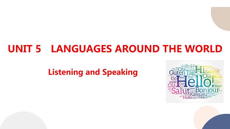 人教版高中英语必修第一册 UNIT 5  Listening and Speaking  课件PPT01